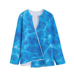 Blue Water Surface Print Long Sleeve Short Coat