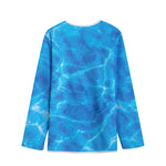 Blue Water Surface Print Long Sleeve Short Coat