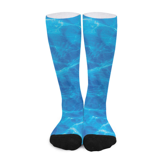 Blue Water Surface Print Long Socks