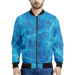 Blue Water Surface Print Men's Bomber Jacket
