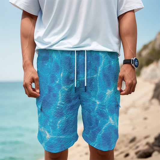 Blue Water Surface Print Men's Cargo Shorts