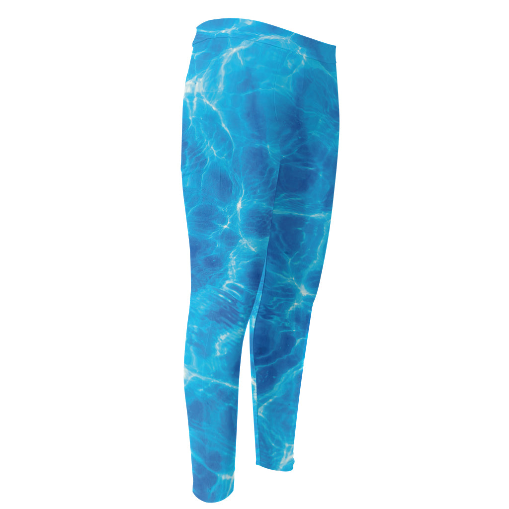 Blue Water Surface Print Men's Compression Pants