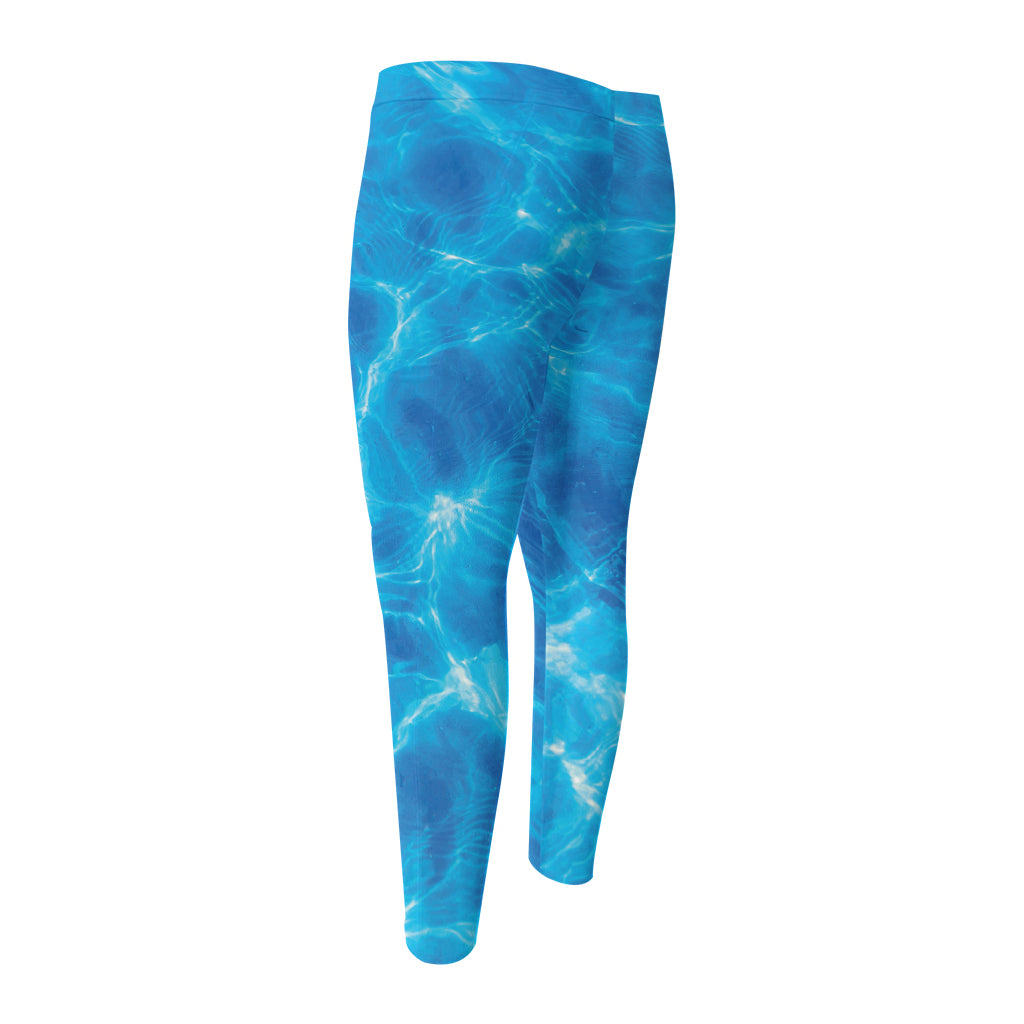 Blue Water Surface Print Men's Compression Pants