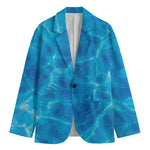 Blue Water Surface Print Men's Cotton Blazer