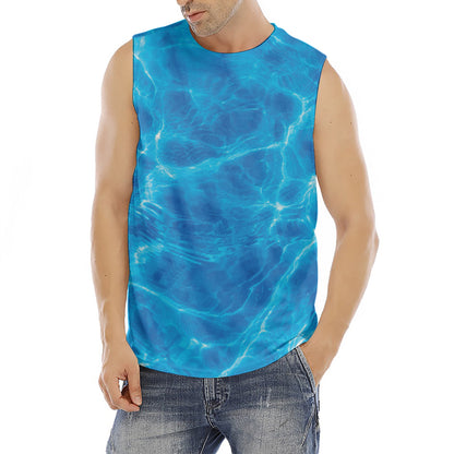 Blue Water Surface Print Men's Fitness Tank Top
