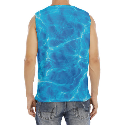 Blue Water Surface Print Men's Fitness Tank Top