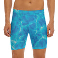 Blue Water Surface Print Men's Long Boxer Briefs