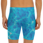 Blue Water Surface Print Men's Long Boxer Briefs