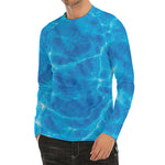 Blue Water Surface Print Men's Long Sleeve Rash Guard