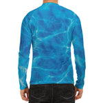 Blue Water Surface Print Men's Long Sleeve Rash Guard