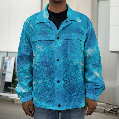 Blue Water Surface Print Men's Shirt Jacket