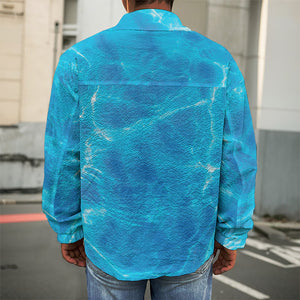 Blue Water Surface Print Men's Shirt Jacket