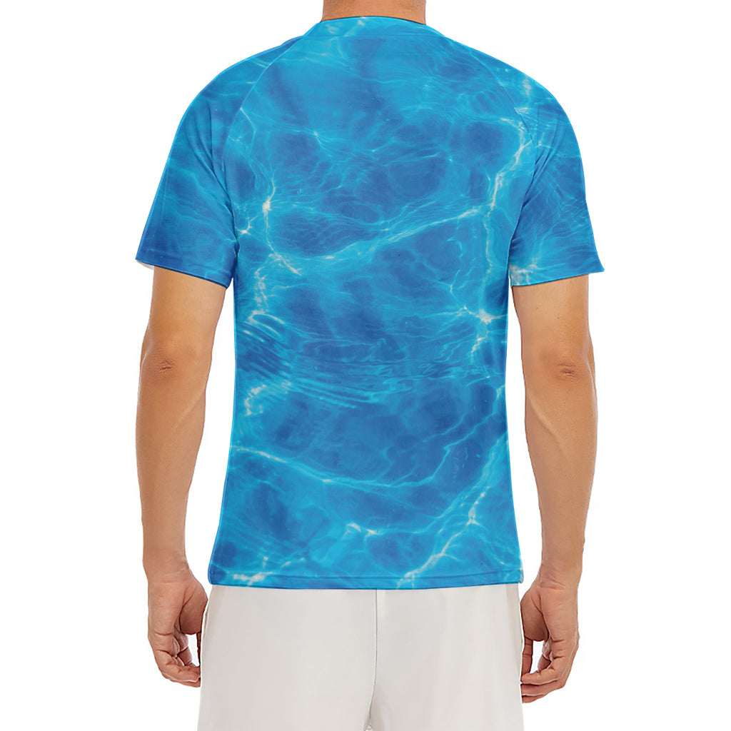 Blue Water Surface Print Men's Short Sleeve Rash Guard
