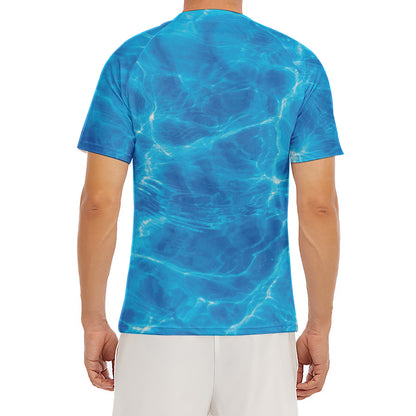 Blue Water Surface Print Men's Short Sleeve Rash Guard