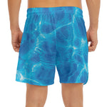 Blue Water Surface Print Men's Split Running Shorts