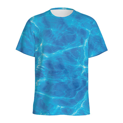 Blue Water Surface Print Men's Sports T-Shirt