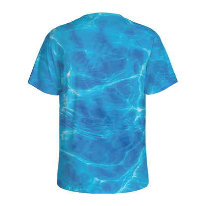 Blue Water Surface Print Men's Sports T-Shirt