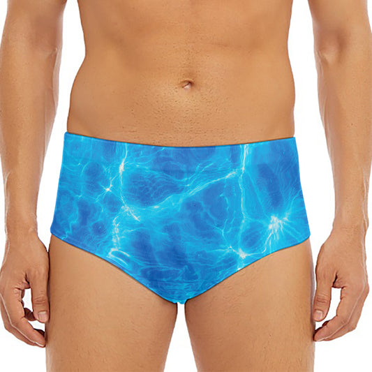 Blue Water Surface Print Men's Triangle Swim Briefs