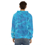 Blue Water Surface Print Men's Velvet Pullover Hoodie