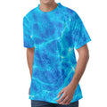 Blue Water Surface Print Men's Velvet T-Shirt
