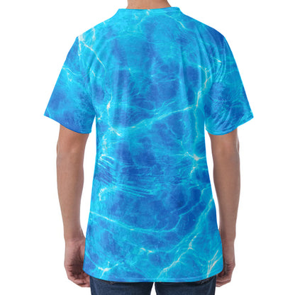 Blue Water Surface Print Men's Velvet T-Shirt