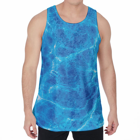 Blue Water Surface Print Men's Velvet Tank Top