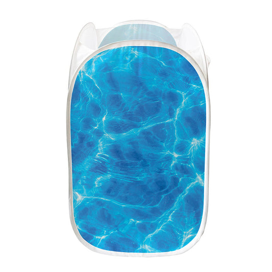 Blue Water Surface Print Mesh Laundry Hamper