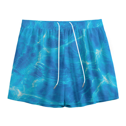 Blue Water Surface Print Mesh Shorts