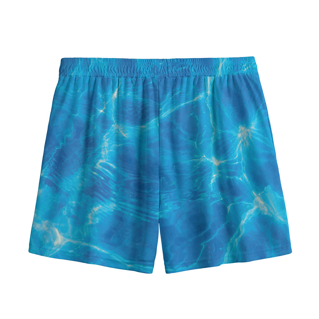 Blue Water Surface Print Mesh Shorts