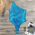 Blue Water Surface Print One Shoulder Bodysuit