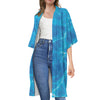 Blue Water Surface Print Open Front Beach Cover Up