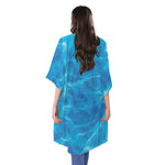 Blue Water Surface Print Open Front Beach Cover Up