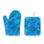 Blue Water Surface Print Oven Mitt And Pot Holder Set