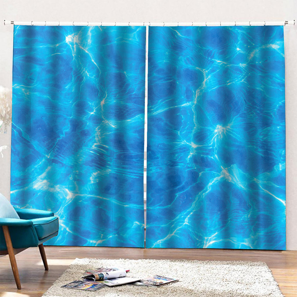 Blue Water Surface Print Pencil Pleat Curtains