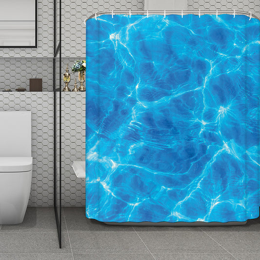 Blue Water Surface Print Polyester Shower Curtain