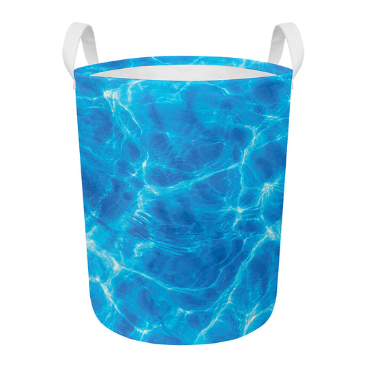Blue Water Surface Print Round Laundry Basket
