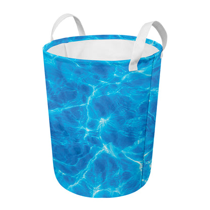 Blue Water Surface Print Round Laundry Basket
