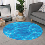 Blue Water Surface Print Round Rug