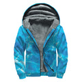 Blue Water Surface Print Sherpa Lined Zip Up Hoodie