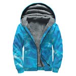 Blue Water Surface Print Sherpa Lined Zip Up Hoodie