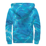 Blue Water Surface Print Sherpa Lined Zip Up Hoodie