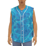 Blue Water Surface Print Sleeveless Baseball Jersey