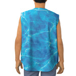 Blue Water Surface Print Sleeveless Baseball Jersey