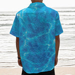 Blue Water Surface Print Textured Short Sleeve Shirt