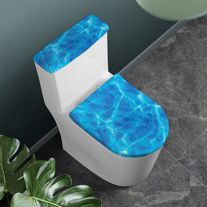 Blue Water Surface Print Toilet Lid And Tank Cover Set