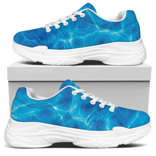 Blue Water Surface Print White Chunky Shoes