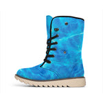 Blue Water Surface Print Winter Boots