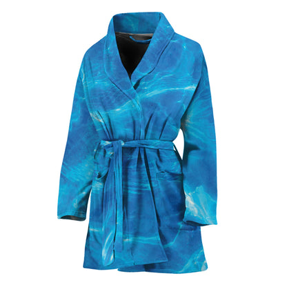 Blue Water Surface Print Women's Bathrobe