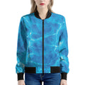 Blue Water Surface Print Women's Bomber Jacket