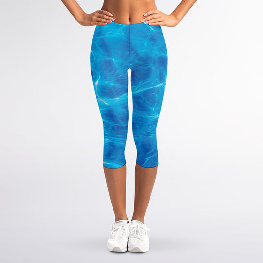 Blue Water Surface Print Women's Capri Leggings